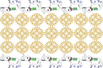 seamless pattern with animals Thai Damask Elephant Pattern Elephant Animal Vector Illustration Mammal
