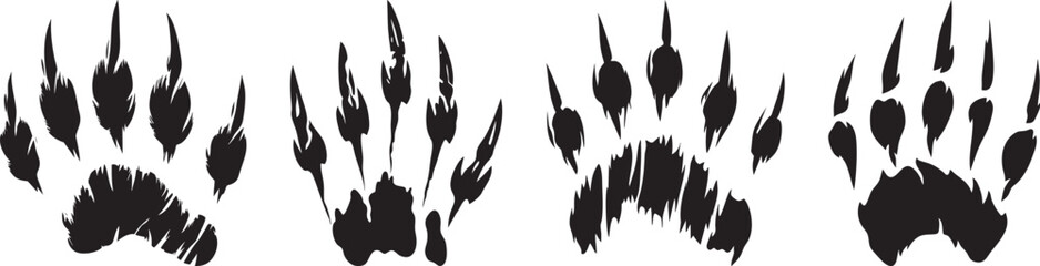 Bear Paw Prints Vector Illustration, Isolated on White