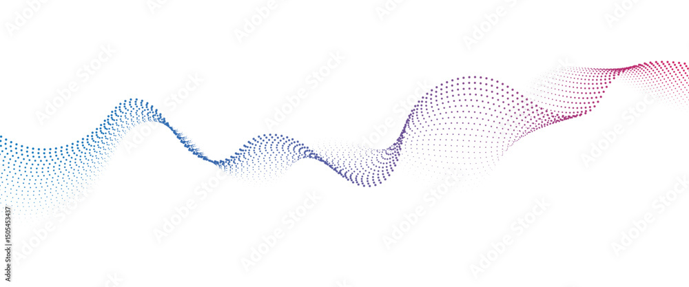 Poster Flowing Dot Wave halftone gradient pattern on transparent background	
