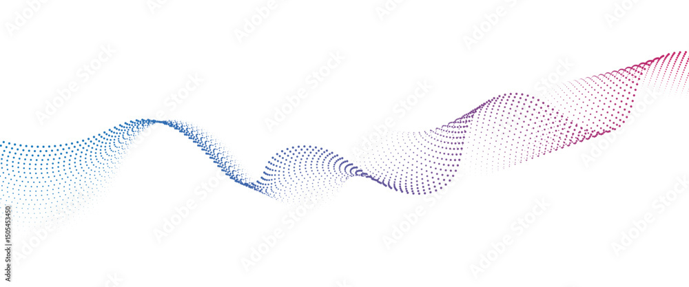 Poster Flowing Dot Wave halftone gradient pattern on transparent background	
