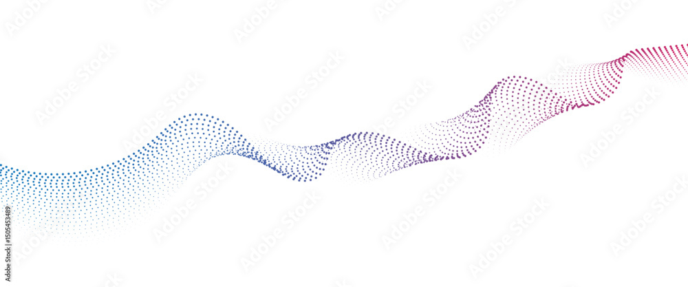 Poster Flowing Dot Wave halftone gradient pattern on transparent background	
