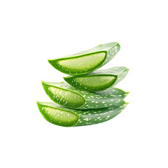 aloe vera slices isolated on a transparent background, in a PNG format