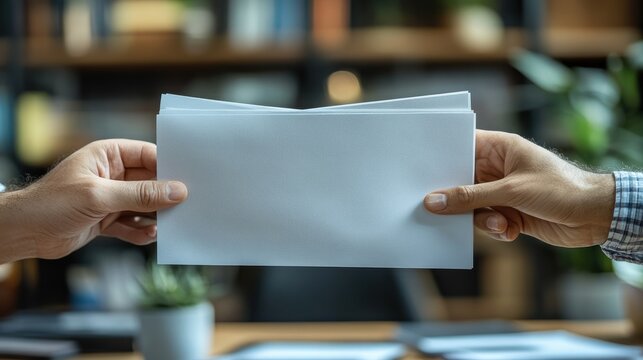 Hands exchanging documents