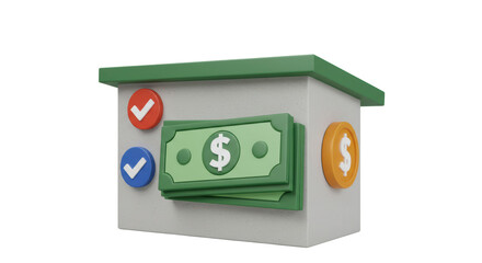 Isolated Money and check marks