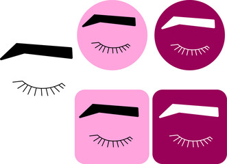 Eye icon sign logotype. Vector graphic line illustration. Black and white cosmetic makeup art. Banner, poster, wrapping paper, sticker, print, modern textile design.