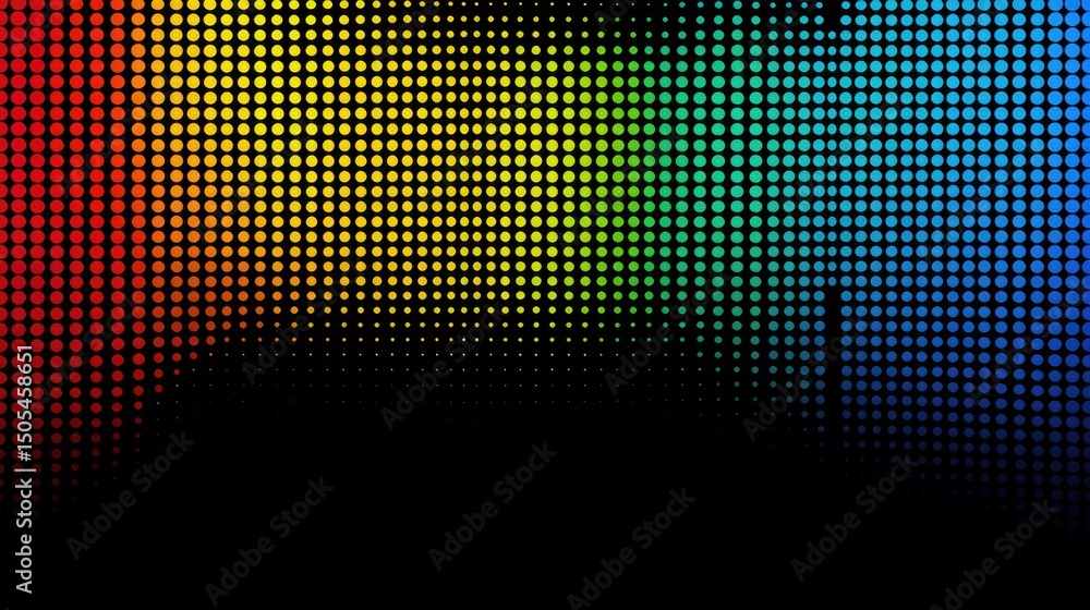 Poster rainbow spectrum dot pattern on black background