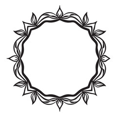 Intricate Black and White Floral Frame with Vintage Elegance