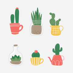 Set of colorful succulent icons
