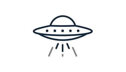 UFO Icon with Spacecraft, and Line Art.