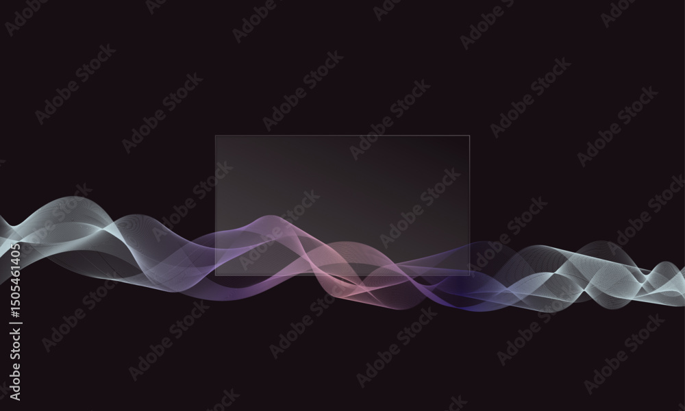 Wall mural glassmorphism style website page with abstract waves