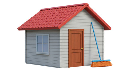 Isolated Small Shed with Broom