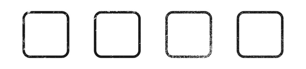 Set of grunge borders in rounded square form