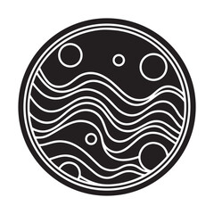 Hypnotic Black and White Geometric Concentric Circles with Waves