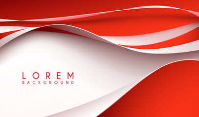 Red and white waved shapes background