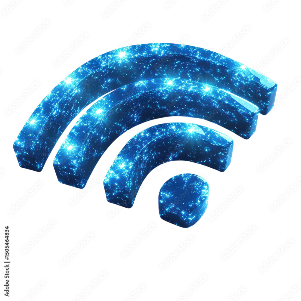 Poster sparkling cosmic wifi icon connecting universes with digital signals on a on transparent background