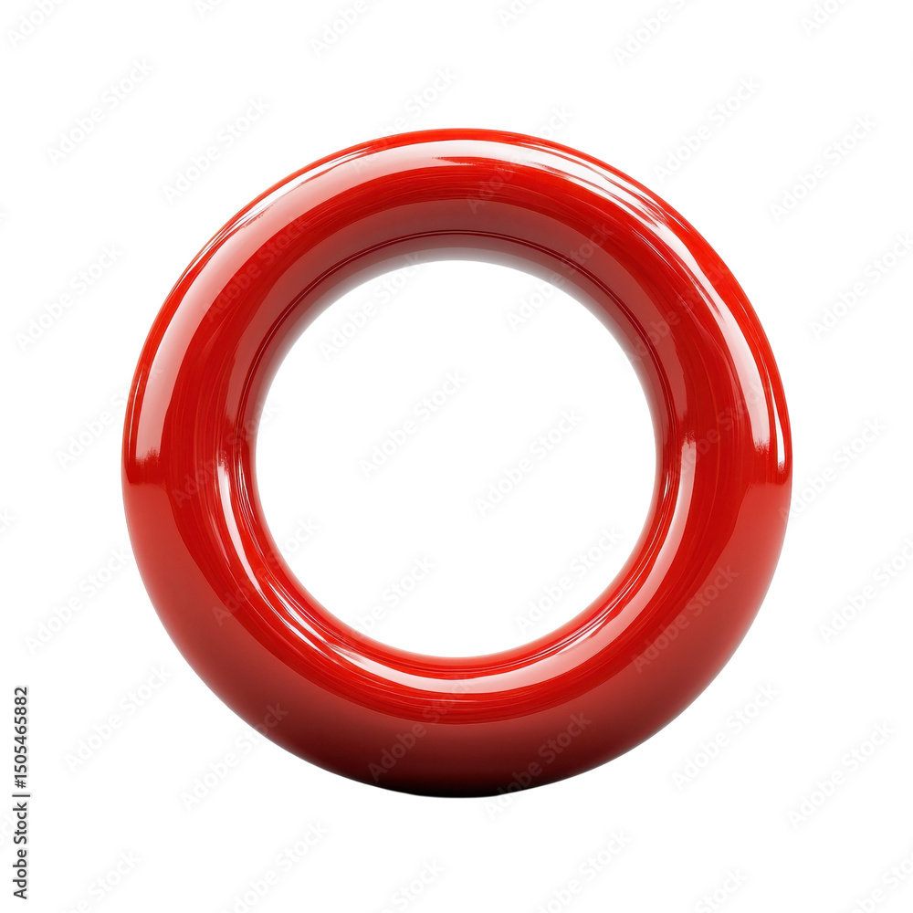 Poster a sleek glossy red ring symbolizing unity and connection on a minimalist on transparent background