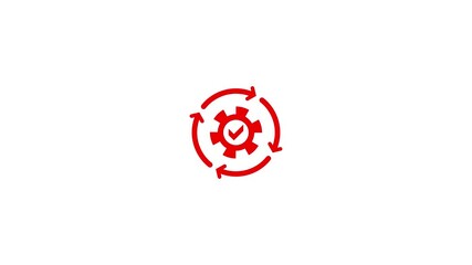 Cog wheel icon concept industrial process, gear and arrows rotating in a circular shape