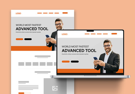Website Landing Page Wireframe Design Template