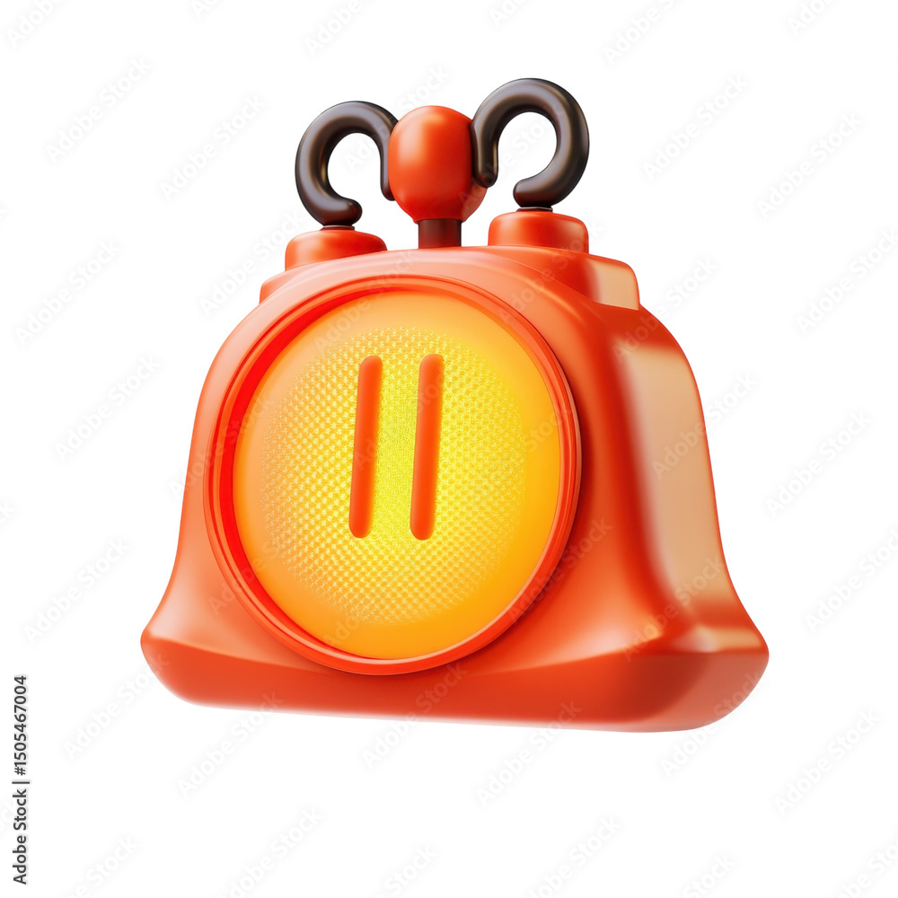 Poster an inviting orange pause button beckons for a moment of calm in life 3d on transparent background