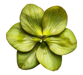A green flower with a white background