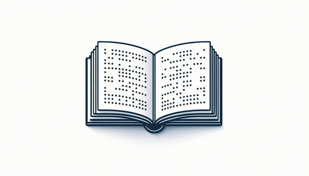 Vector concept of an embossed dot Braille book as a powerful icon for tactile reading and inclusive communication