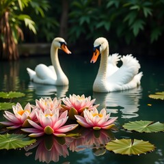 Obraz premium swans in the lake