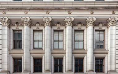 Obraz premium Classical building with Corinthian columns for National Architecture Week. Historical design and civic structure concept. 