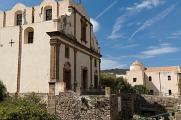 Chiesa Santa Caterina and Chiesa di Maria Santissima Immacolata in Lipari city, Lipari island. Aeolian (Lipari) islands. Italy. Europe.