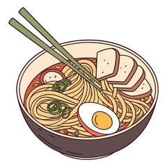 Bowl of Japanese Ramen, Top-Down View