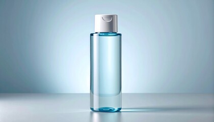 micellar water, in a clean package without inscriptions on a gray-blue background, fa 