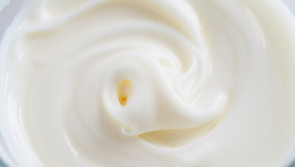 Close up of smooth and creamy white yogurt or cream texture