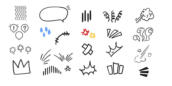 Manga effects set,cartoon line effect collection,Hand - Drawn design collection,lines and mark collection pack,cartoon expression,Design elements set.