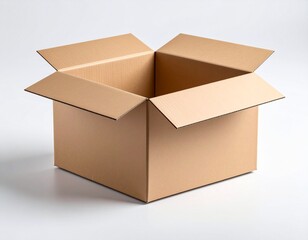 empty Brown Paper mailing box Cardboard box isolated on white background