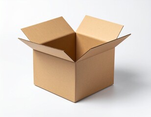 empty Brown Paper mailing box Cardboard box isolated on white background