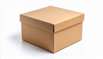 empty Brown Paper mailing box Cardboard box isolated on white background
