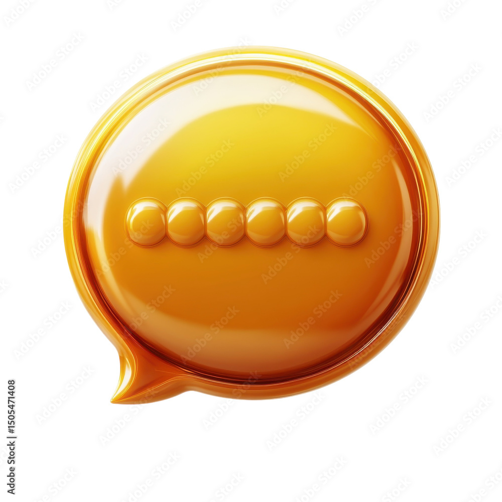 Aufkleber a lustrous golden speech bubble representing a thought in progress on transparent background