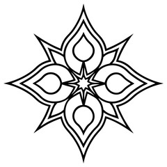 Obraz premium Star-Shaped Symmetrical Damask with Vintage Lines 