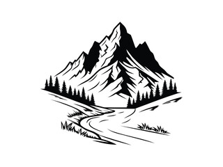 mountain,river side view vector