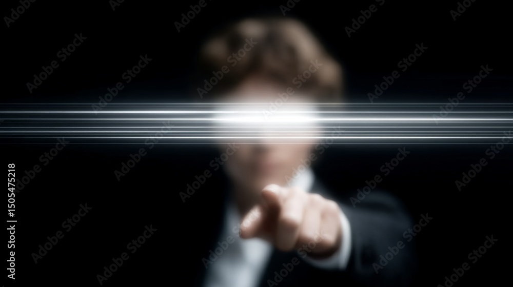 Poster a mysterious figure in a dark setting points forward, creating an intriguing visual effect. this ima