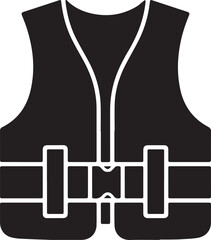 Life Jacket Silhouette Vector - Black Safety Gear Illustration