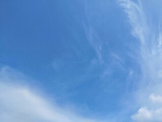 Obraz premium Clear blue sky with scattered clouds background, copy space 