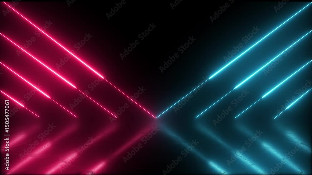 Poster intersecting cyan and pink neon light trails - dynamic, futuristic background for events and digital