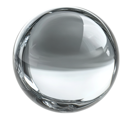 A clear glass sphere with a white background