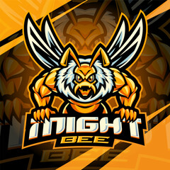 Mighty bee esport mascot logo design