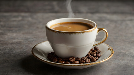 Fototapeta premium cup of coffee on wooden table, ai generated