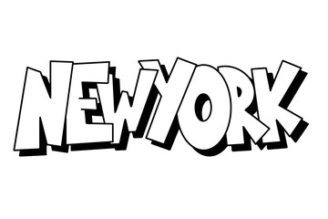 NEWYORK city name graffiti letters isolated design in black and white