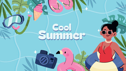Flat Cool Summer Elements background