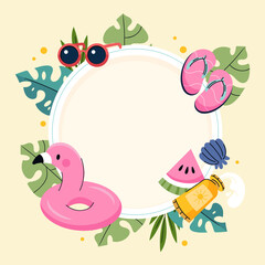 Flat Summer Frame with Beach Elements
