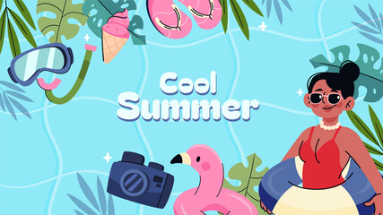 Flat Cool Summer Elements background