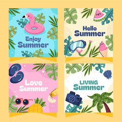 Flat Summer horizontal banner Collection